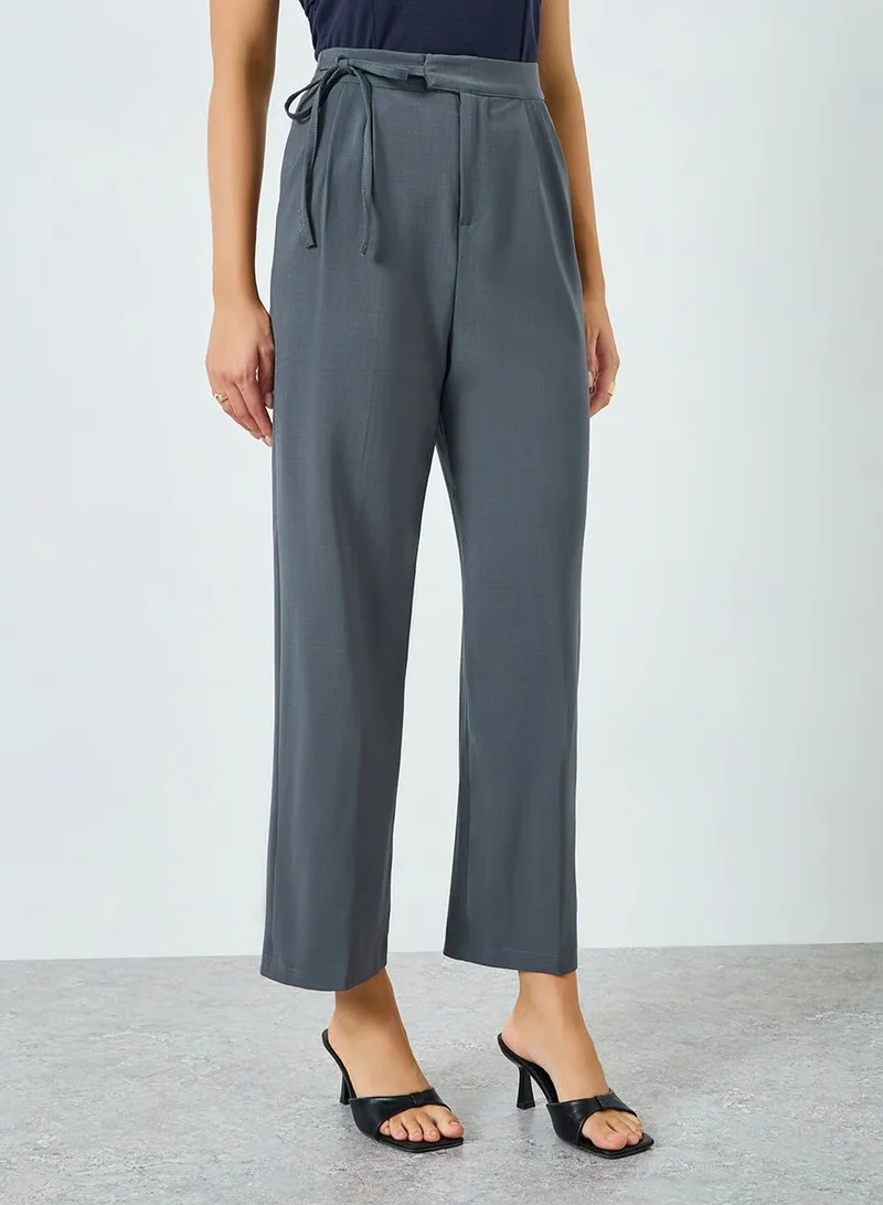 ستايلي بنطال بأرجل واسعة ورباط خصر